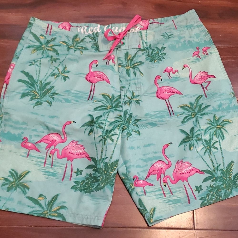 Red Camel Men's swim trunks size 36 Flamingos